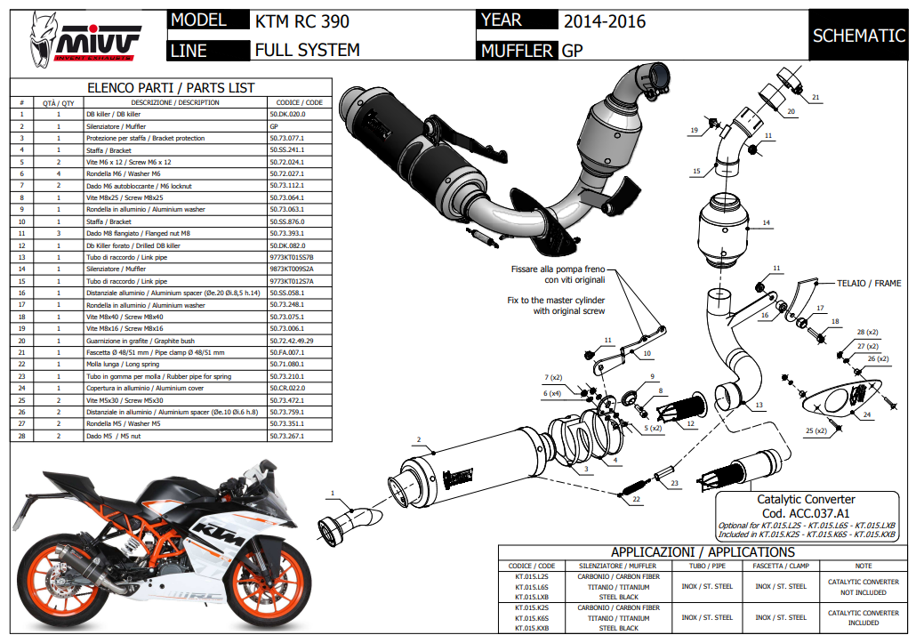 Mivv GP RVS Black Volledig Uitlaatsysteem met E-keur KTM RC 390 2014 > 2016