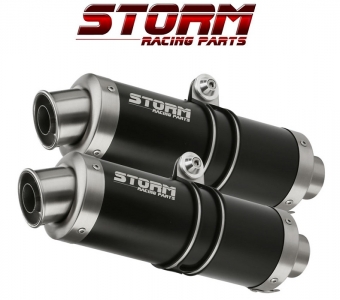 2x Storm by Mivv GP RVS Black Slip-on Einddempers (L+R) met E-keur Yamaha TDM 900 2002 > 2014