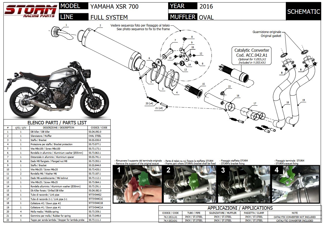 Storm by Mivv Oval RVS Compleet Uitlaatsysteem met E-keur Yamaha XSR 700 2016 > 2021