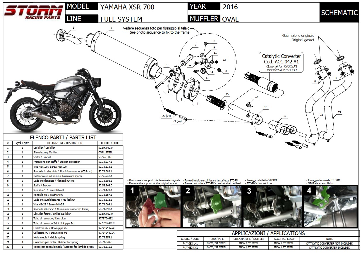Storm by Mivv Oval RVS Black Compleet Uitlaatsysteem met E-keur Yamaha XSR 700 2016 - 2020