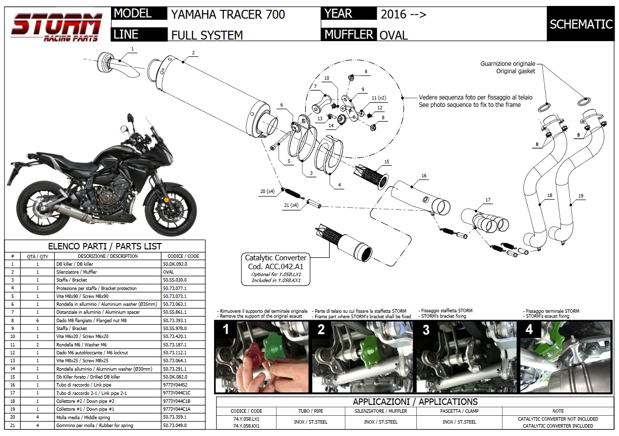 Storm by Mivv Oval RVS Compleet Uitlaatsysteem met E-keur Yamaha MT07 Tracer 2016 - 2020