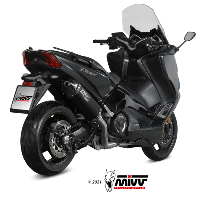 Mivv Speed Edge RVS Black TMax Logo Compleet Uitlaatsysteem met E-keur Yamaha T-Max 530 2017 > 2019