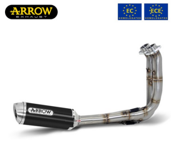 Arrow Thunder Aluminium Black Einddemper incl. RVS Voorbochten met Katalysator Low Mount Yamaha MT-07 2014 - 2020