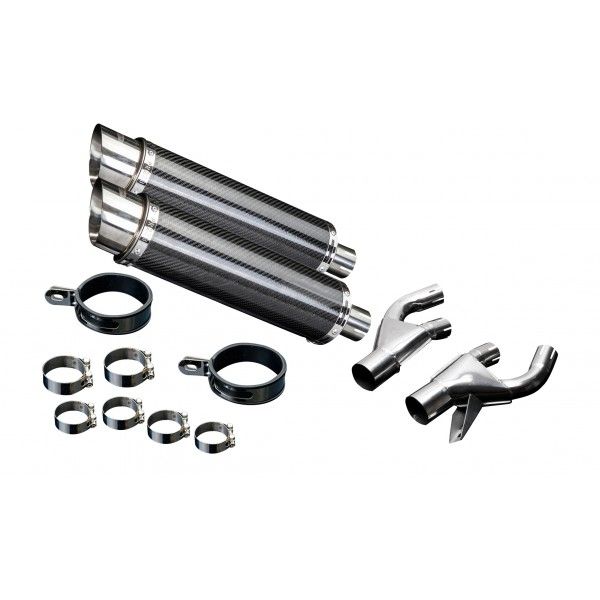 Delkevic slip-on kit Round Carbon 350mm - VMX1200 V-MAX (1984-2007)