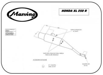 Marving Steel Black Einddemper zonder E-keur Honda XL 250 R 1982 - 1987