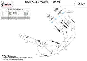 Mivv RVS Decat Voorbochten zonder E-keur BMW F 900 XR 2020 - 2026