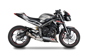 Spark Grid-O Titanium Einddemper + RVS Soundbox met E-keur Triumph Street Triple 765 RS / R / S 2020 - 2022