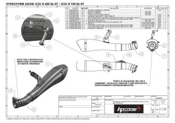 HP Corse Hydroform RVS Black Slip-on Einddemper met E-keur Suzuki GSX-R 600 2006-2007