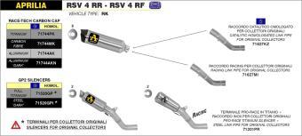 Arrow GP2 RVS Black Einddemper met E-keur Aprilia RSV 4 RR / RF 2015 > 2016