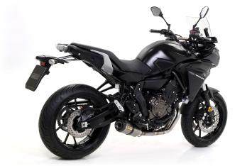 Arrow Thunder Aluminium Black Einddemper incl. RVS Voorbochten met Katalysator Low Mount Yamaha Tracer 700 2016 - 2020