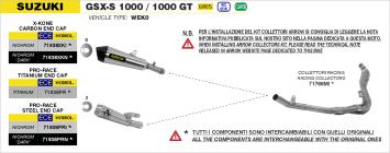 ARROW Slip-On X-KONE Einddemper Zwart met Carbon Endcap Suzuki GSX-S 1000 / 1000GT / 1000GX 2021–2024