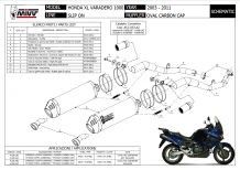 2x Mivv Oval Carbon Slip-on Einddempers met E-keur Honda XL1000 Varadero 2003 > 2011