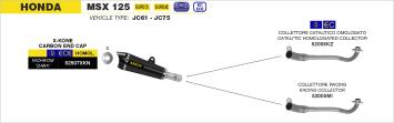 Arrow X-Kone Dark Einddemper met E-keur + RVS Racing Voorbochten Honda MSX 125 GROM 2016 - 2020