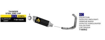 Arrow Thunder Aluminium Black Einddemper incl. RVS Voorbochten met Katalysator Low Mount Yamaha MT-07 2014 - 2020