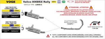 Arrow Indy Race EVO Titanium EInddemper met E-keur Voge Valico 800DSX Rally 2025 - 2026