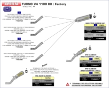 Arrow GP2 Full Titanium Einddemper met E-keur Aprilia Tuono V4 1100 2015 > 2016