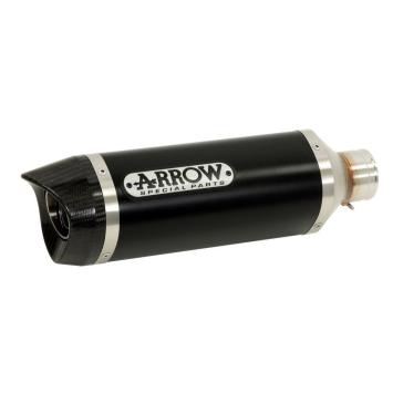 Arrow Thunder Aluminium Dark with Carbon Endcap Einddemper incl. RVS Voorbochten met Katalysator Low Mount Yamaha MT-07 2014 - 2020