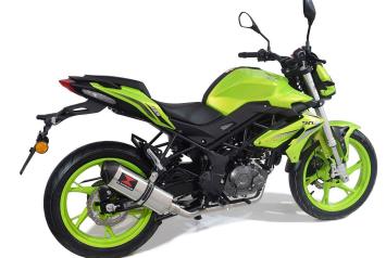 BWE Volledig Uitlaatsysteem zonder E-keur incl. RVS Oval 300mm Einddemper met Carbon Endcap Benelli BN 125 2018 - 2024