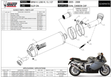 Mivv Oval Carbon met Carbon Cap Slip-on Einddemper met E-keur BMW K 1200 R / S 2005 > 2008