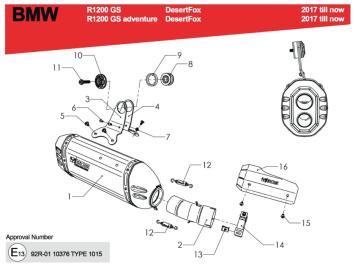 BOS Desertfox Black Edition Einddemper met Euro4 keuring BMW R 1200 GS / Adventure 2017 - 2020
