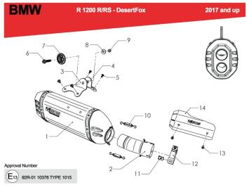 BOS Desert Fox RVS Matt Einddemper met Euro4 Keuring BMW R 1200 RS 2017- 2018