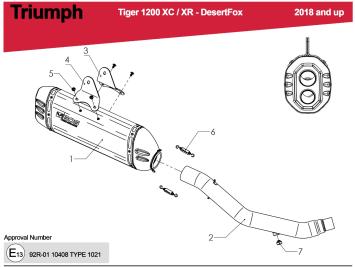 BOS Desert Fox Carbon Steel Einddemper met E-keur Triumph Tiger 1200 Explorer 2017 - 2020