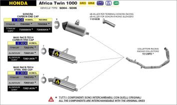 Arrow Maxi Race-Tech Aluminium Dark Slip-on Einddemper met E-keur Honda CRF1000L Africa Twin 2016 > 2019
