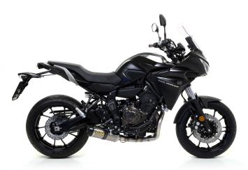 Arrow Thunder Aluminium Black Einddemper incl. RVS Voorbochten met Katalysator Low Mount Yamaha Tracer 700 2016 - 2020