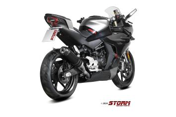 Storm by MIVV GP slip-on Zwart RVS en Carbon endcap met E-keur CF Moto 450SR 2023 - 2024