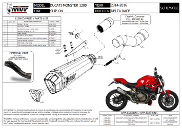 Mivv Delta Race RVS Black Einddemper met E-keur Ducati Monster 1200 / S 2014 > 2016