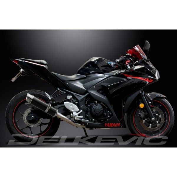 Delkevic volledig systeem Round Carbon 350mm - YZF-R3 (2015-2020) MT03 (2017-2020)