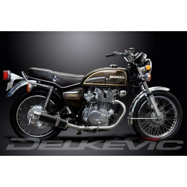 Delkevic slip-on kit Round Carbon 350mm - CB500T (1975-1976)