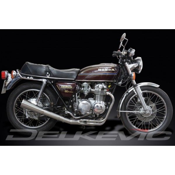 Delkevic volledig systeem Megaphone RVS 550mm - CB550K (1977-1978)