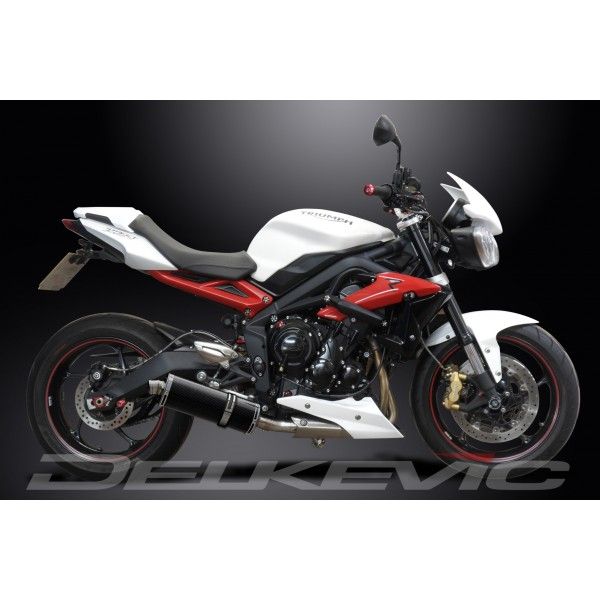 Delkevic volledig systeem Oval Carbon 350mm - Street Triple 675 (2013-2016)