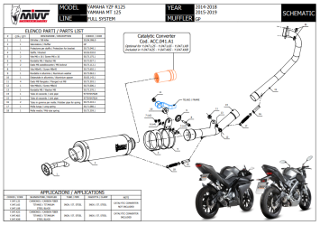 Storm By Mivv GP RVS Black Compleet 1in1 Uitlaatsysteem Met E-keur YAMAHA YZF R125 2014 - 2018