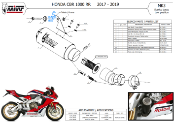 Mivv MK3 Carbon Einddemper Low Mount zonder E-keur Honda CBR 1000 RR 2017 > 2019