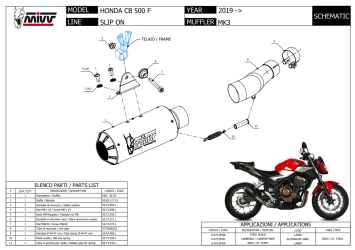 Mivv MK3 Carbon Einddemper zonder E-keur Honda CB 500 F 2019 > 2024