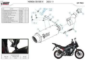 Mivv GP Pro RVS Black Slip-on Einddemper met E-keur Honda CB 500 X 2021 - 2024