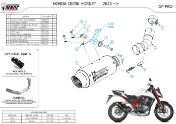 Mivv GP Pro RVS Black Slip-on EInddemper met E-keur Honda CB 750 Hornet 2023 - 2024