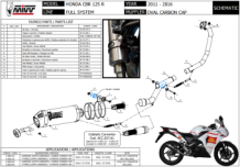 Mivv Oval Carbon met Carbon Cap Volledig Uitlaatsysteem met E-keur Honda CBR 125 R 2011 > 2016