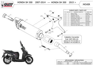 Mivv Mover RVS Black Slip-on Einddemper met E-keur Honda SH 300 2007 > 2020