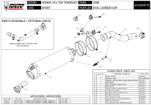 Mivv Oval Carbon met Carbon Cap Slip-on Einddemper met E-keur Honda XLV Transalp 700 2008 > 2013