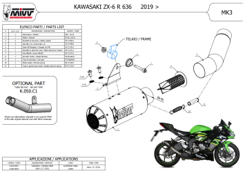 Mivv MK3 Carbon Einddemper zonder E-keur Kawasaki ZX-6 R 636 2019 > 2020