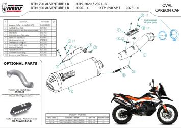 Mivv Oval Carbon met carbon Endcap Einddemper met E-keur KTM 790 Adventure / R 2021 - 2024