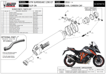 Mivv Oval Carbon met Carbon Cap Slip-on Einddemper met E-keur KTM 1290 Superduke GT 2016 > 2024