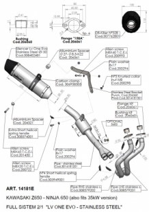 Leovince LV One Evo RVS Compleet 2in1 Uitlaatsysteem Kawasaki Z 650 2017 > 2020