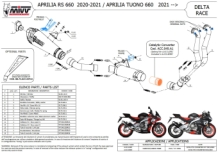 Mivv Delta Race Carbon Compleet Uitlaatsysteem High met E-keur Aprilia Tuono 660 2021 - 2024