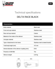Mivv Delta Race RVS Black Compleet Uitlaatsysteem met E-keur Aprilia Tuono 660 2021 > 2024
