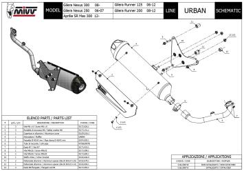 Mivv Urban RVS Volledig Uitlaatsysteem met E-keur incl. Katalysator Gilera Runner 200 2008 - 2012
