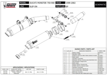 2x Mivv GP Carbon Slip-on Einddempers met E-keur Ducati Monster 750 1999 > 2002